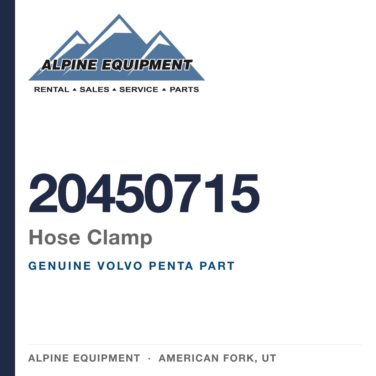 Volvo Penta 20450715 Hose Clamp — genuine part from Alpine Equipment, American Fork UT