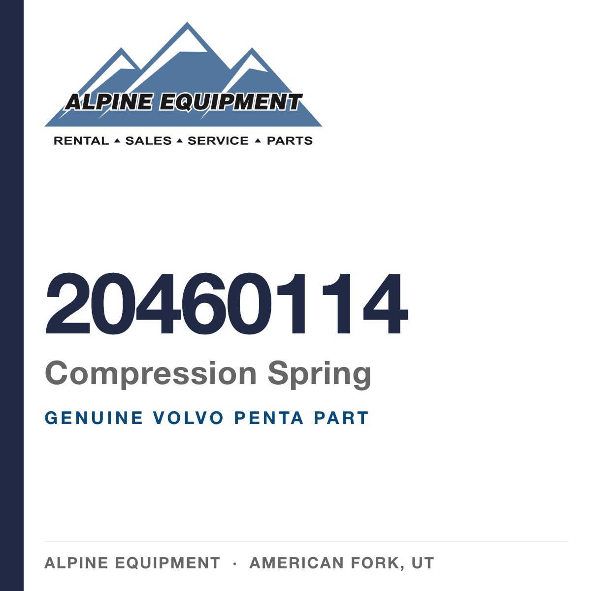 Volvo Penta 20460114 Compression Spring — genuine part from Alpine Equipment, American Fork UT