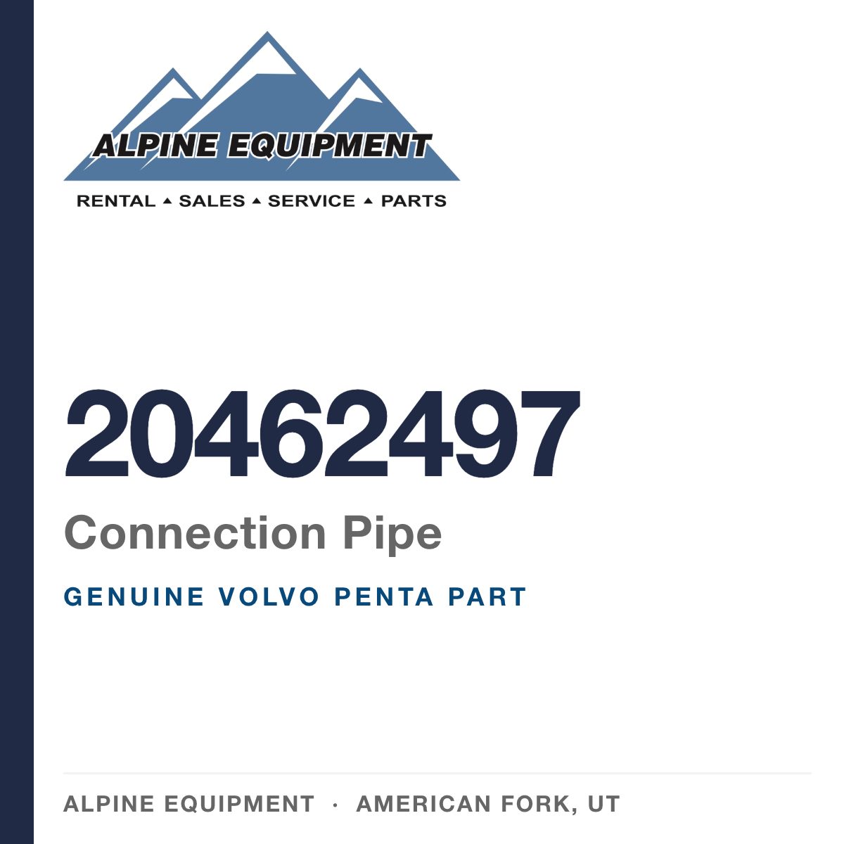 Volvo Penta 20462497 Connection Pipe — genuine part from Alpine Equipment, American Fork UT