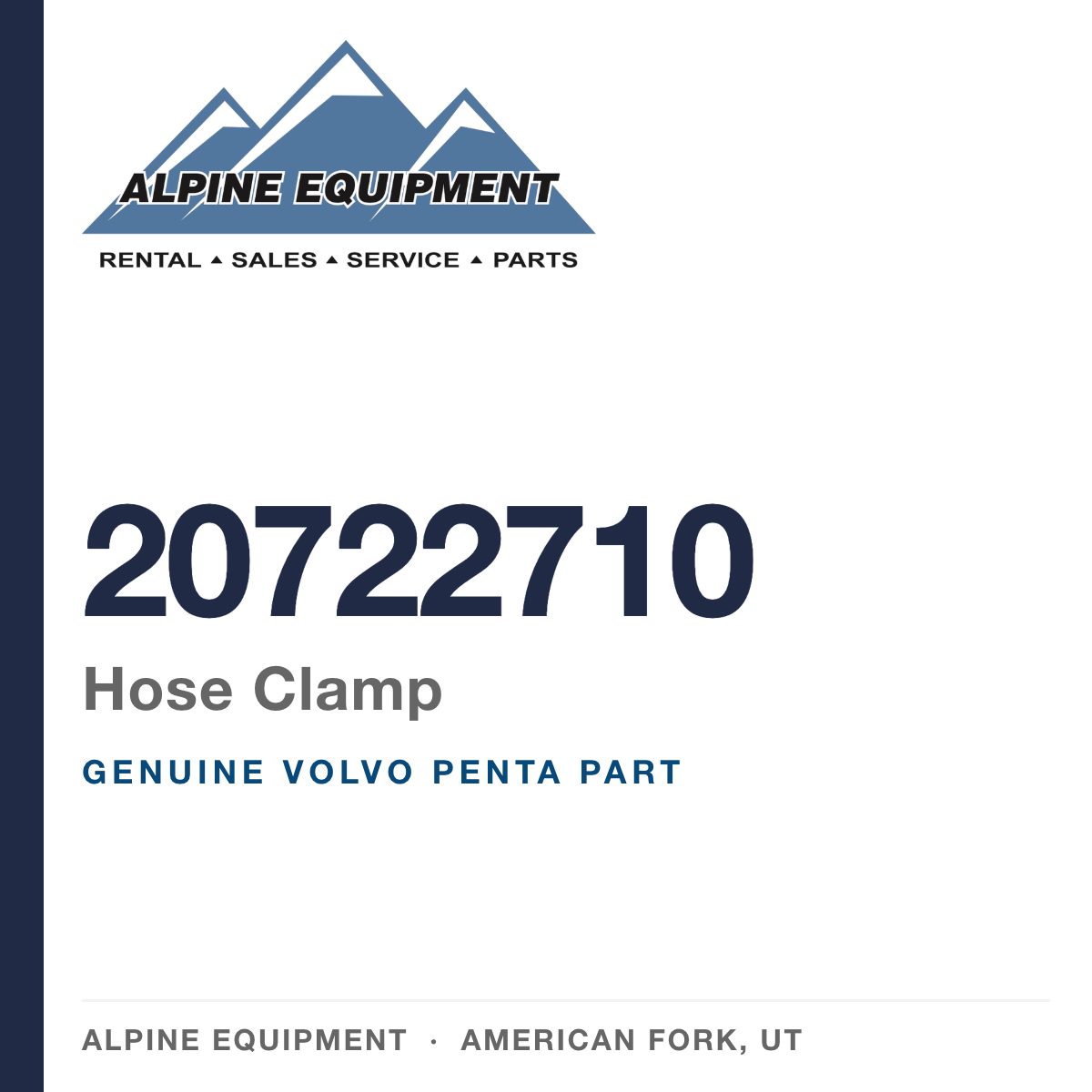 Volvo Penta 20722710 Hose Clamp — genuine part from Alpine Equipment, American Fork UT