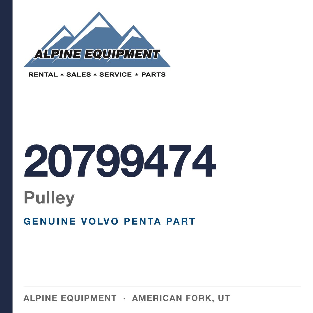 Volvo Penta 20799474 Pulley — genuine part from Alpine Equipment, American Fork UT
