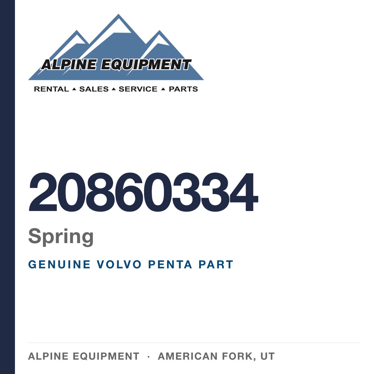 Volvo Penta 20860334 Spring — genuine part from Alpine Equipment, American Fork UT