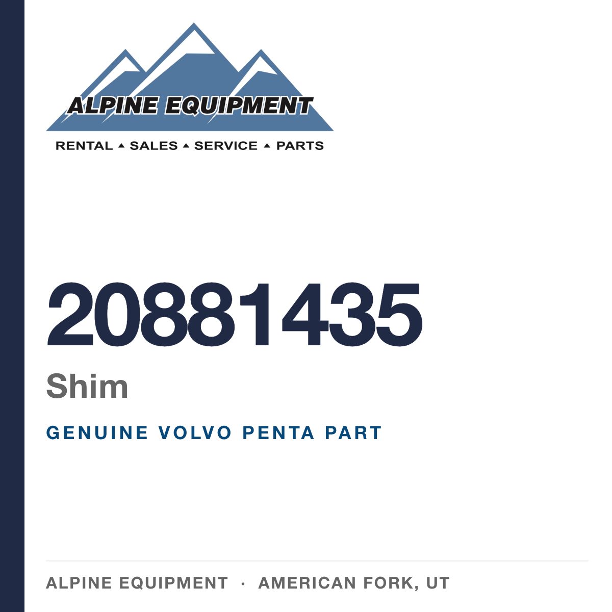 Volvo Penta 20881435 Shim — genuine part from Alpine Equipment, American Fork UT