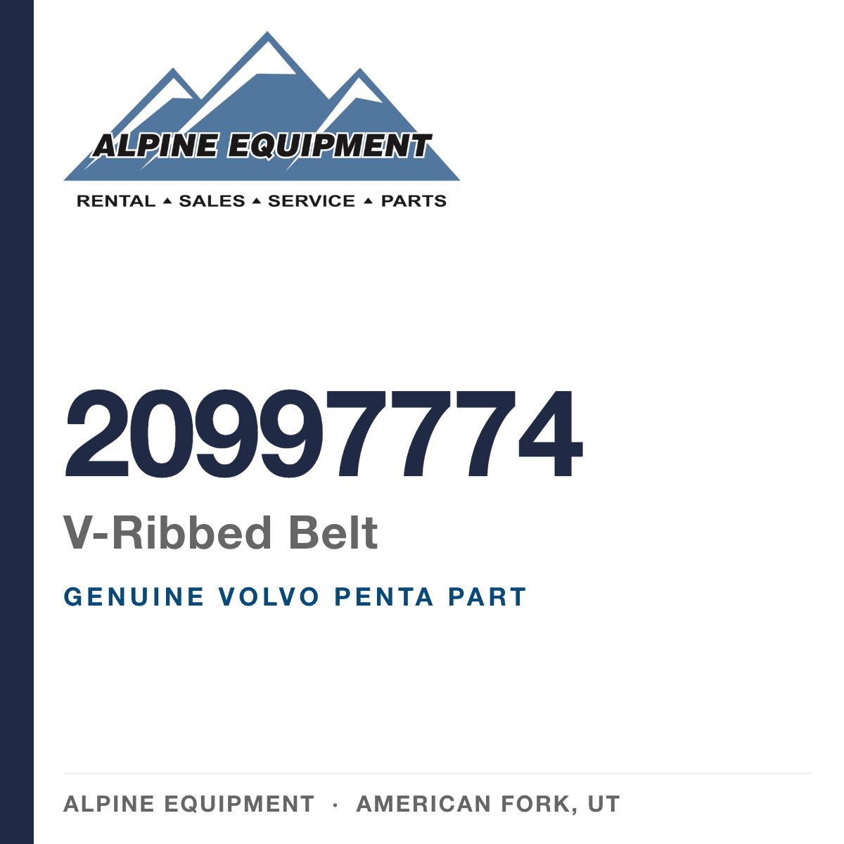 Volvo Penta 20997774 V-Ribbed Belt — genuine part from Alpine Equipment, American Fork UT