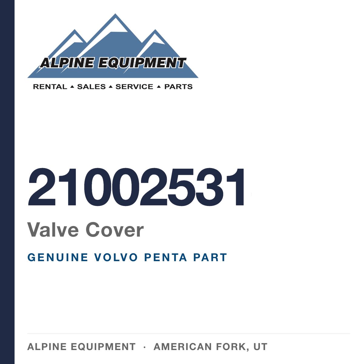 Volvo Penta 21002531 Valve Cover — genuine part from Alpine Equipment, American Fork UT