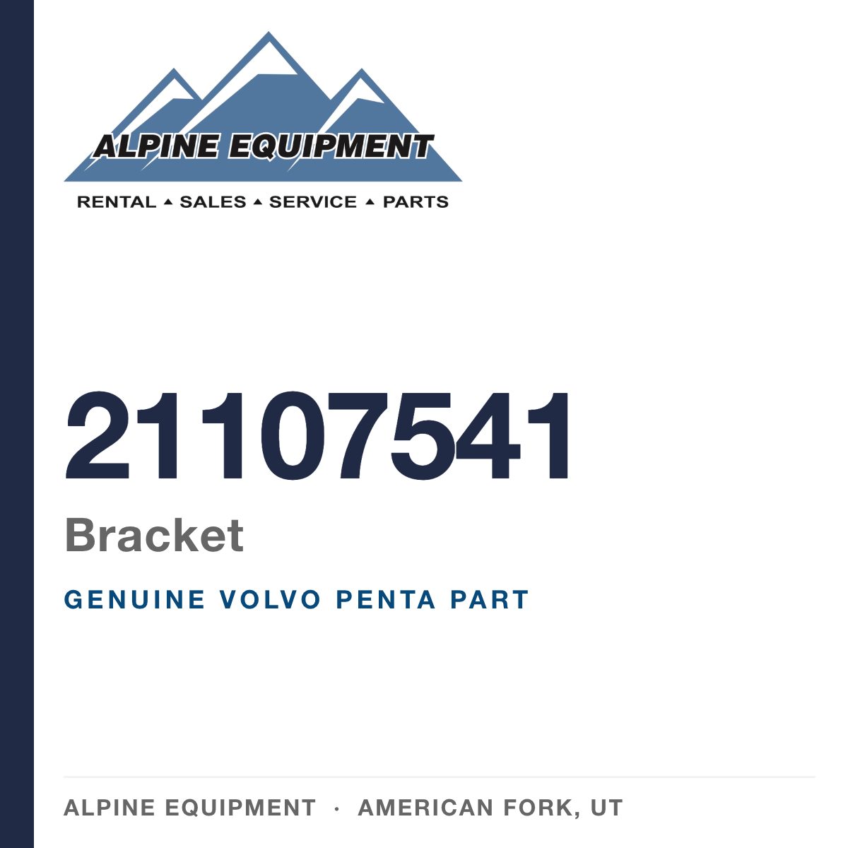 Volvo Penta 21107541 Bracket — genuine part from Alpine Equipment, American Fork UT