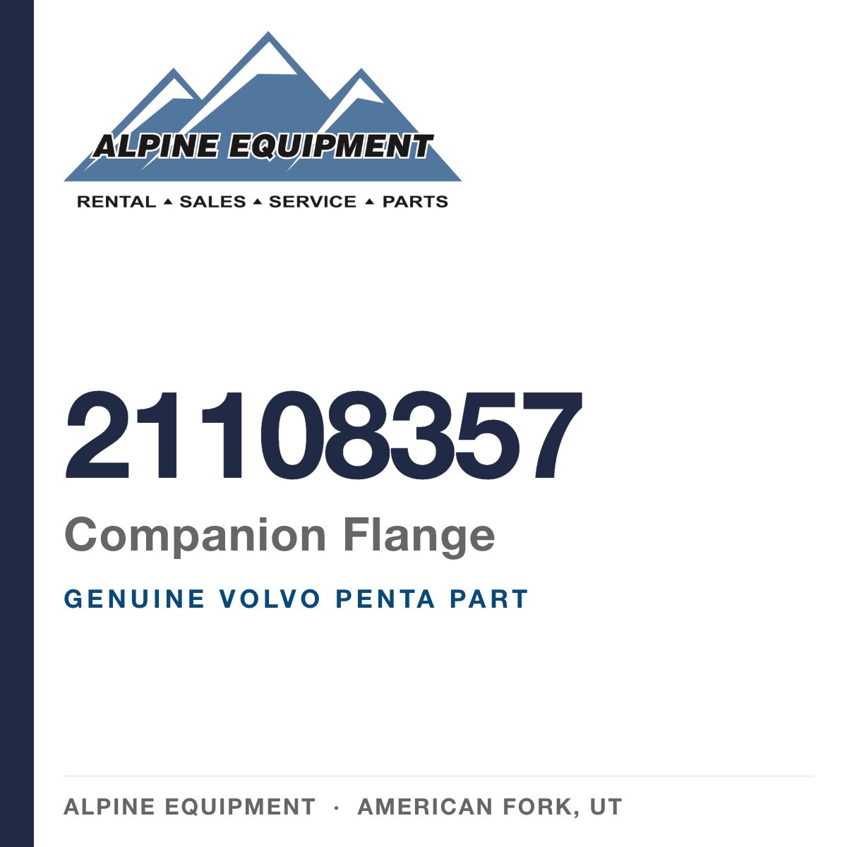 Volvo Penta 21108357 Companion Flange — genuine part from Alpine Equipment, American Fork UT