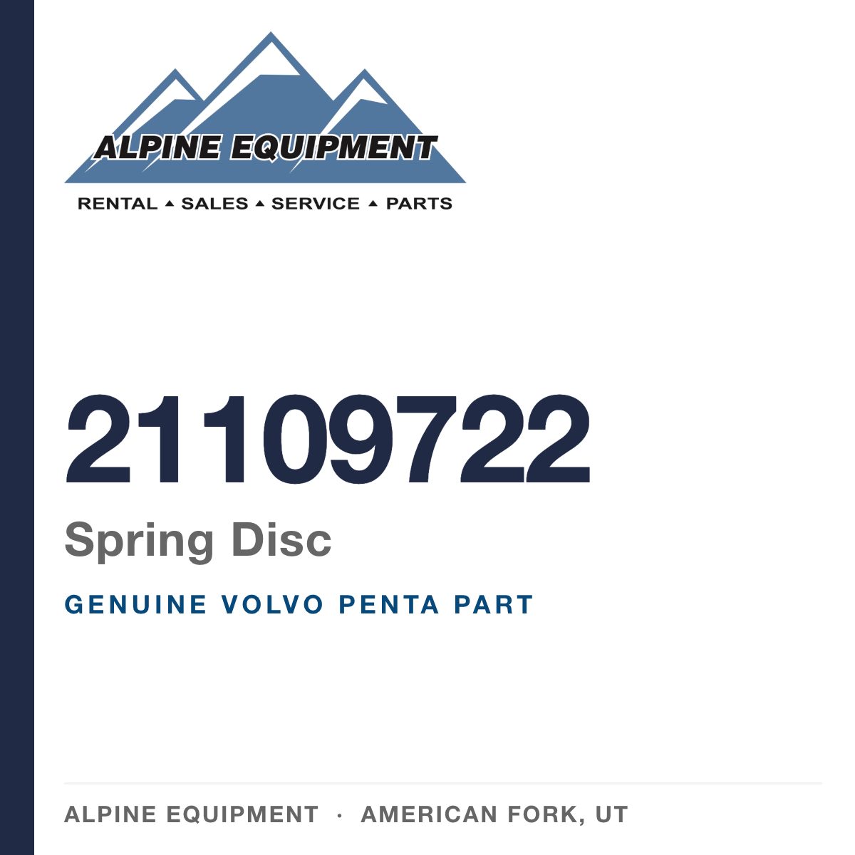 Volvo Penta 21109722 Spring Disc — genuine part from Alpine Equipment, American Fork UT