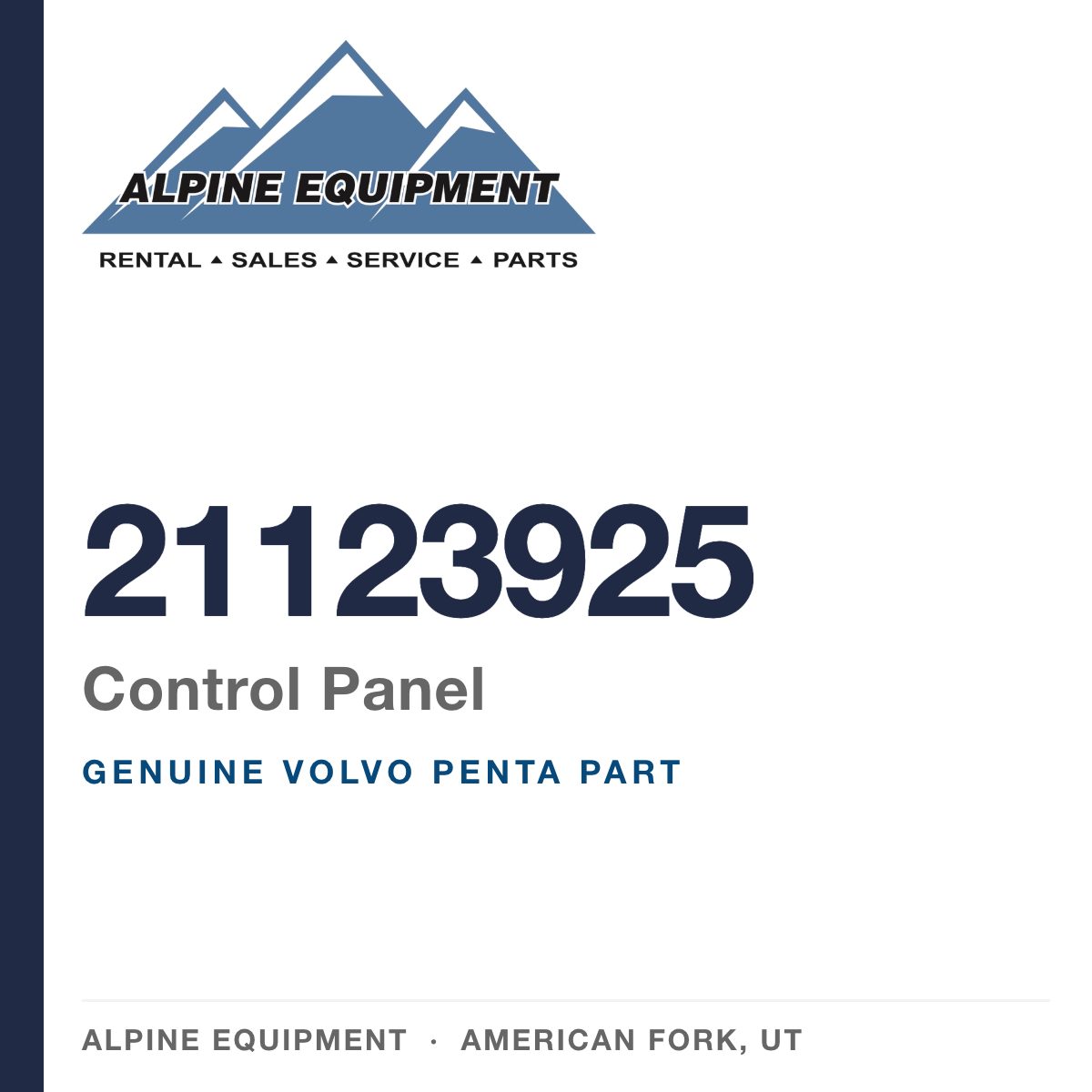Volvo Penta 21123925 Control Panel — genuine part from Alpine Equipment, American Fork UT