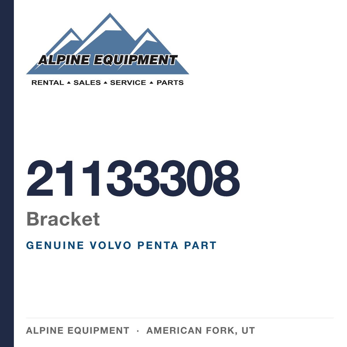 Volvo Penta 21133308 Bracket — genuine part from Alpine Equipment, American Fork UT