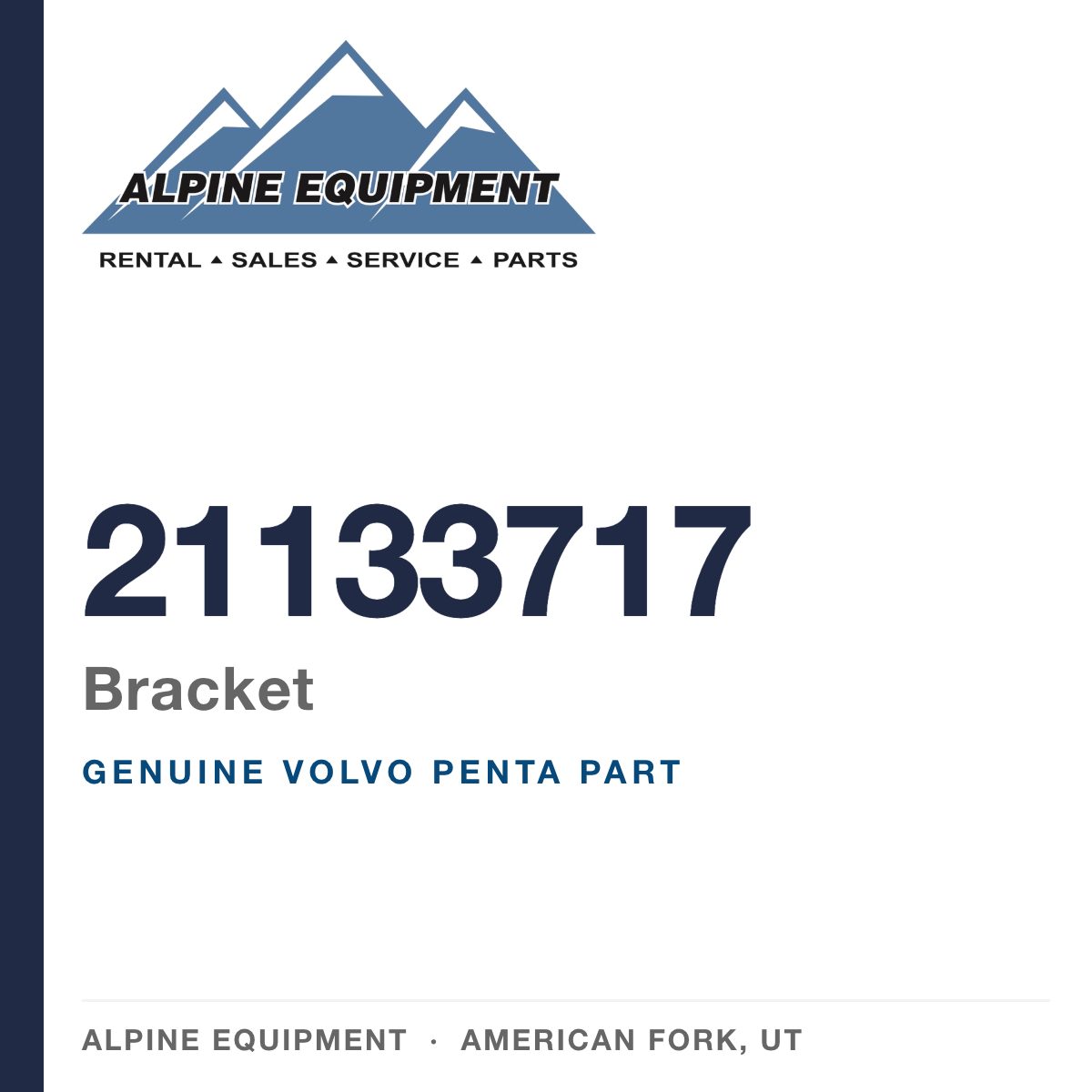 Volvo Penta 21133717 Bracket — genuine part from Alpine Equipment, American Fork UT