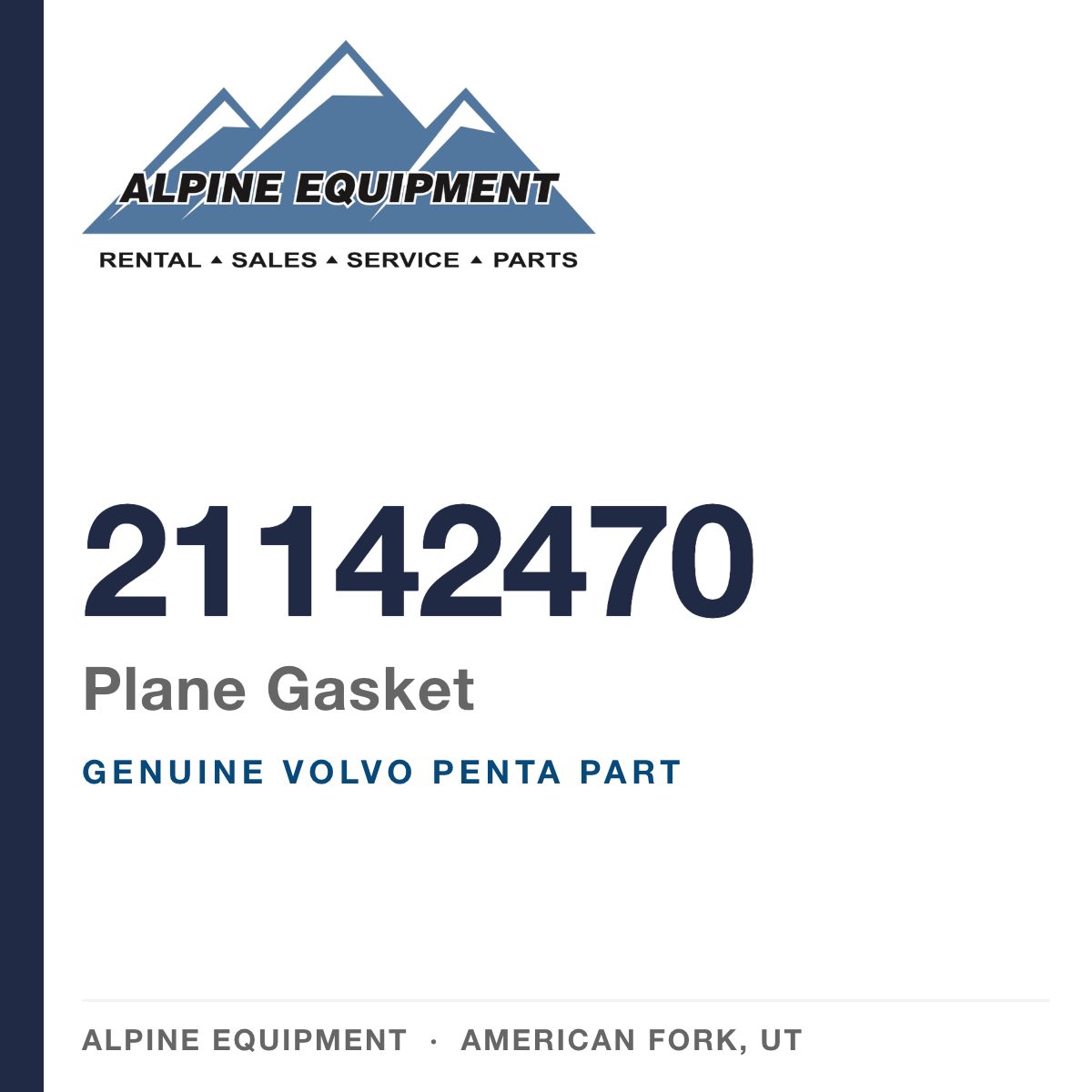 Volvo Penta 21142470 Plane Gasket — genuine part from Alpine Equipment, American Fork UT