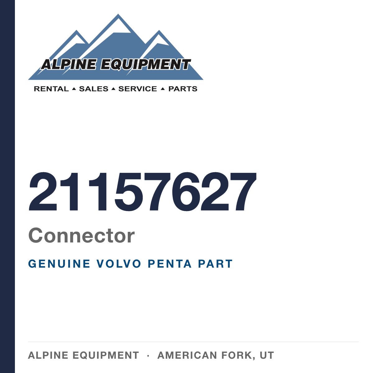 Volvo Penta 21157627 Connector — genuine part from Alpine Equipment, American Fork UT