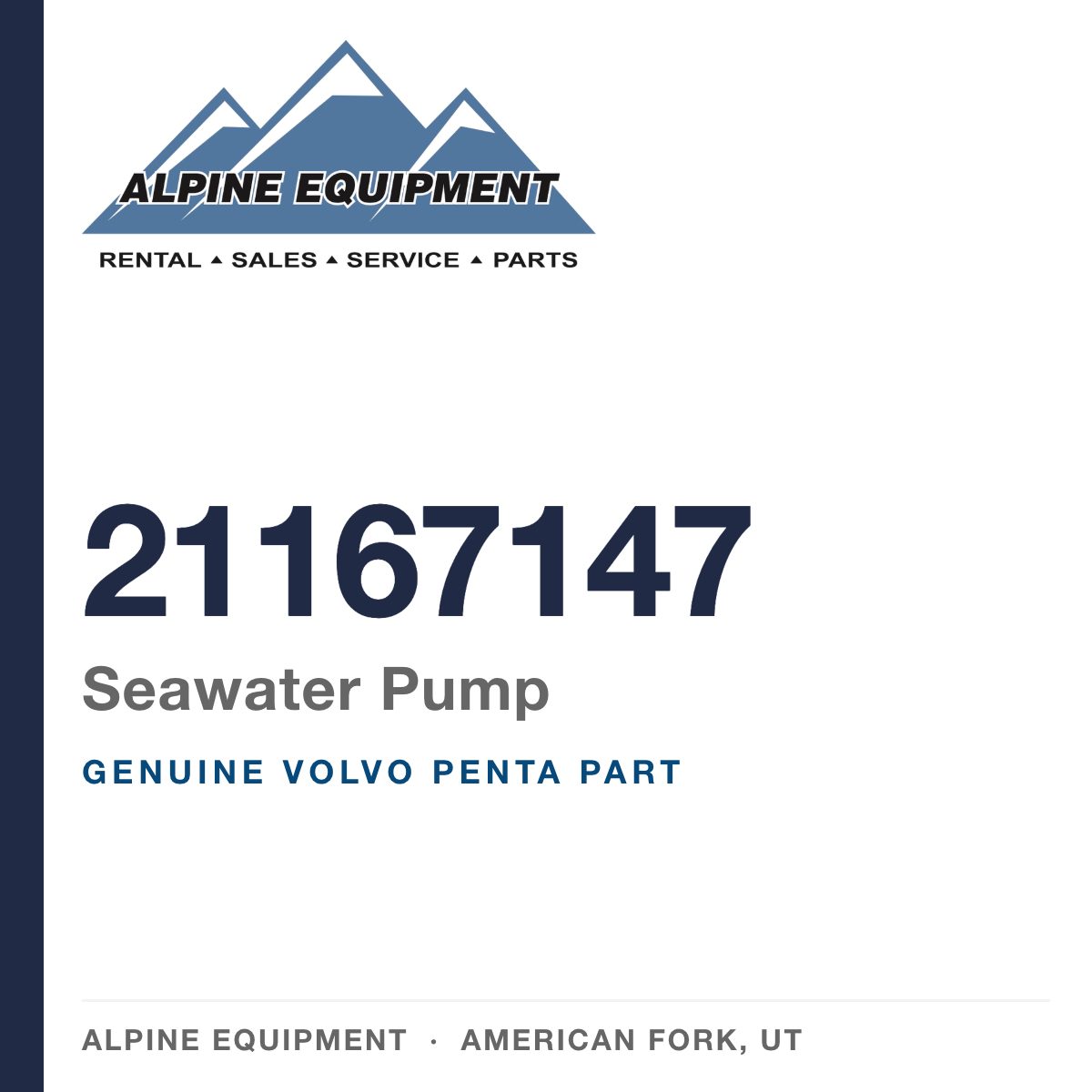 Volvo Penta 21167147 Seawater Pump — genuine part from Alpine Equipment, American Fork UT
