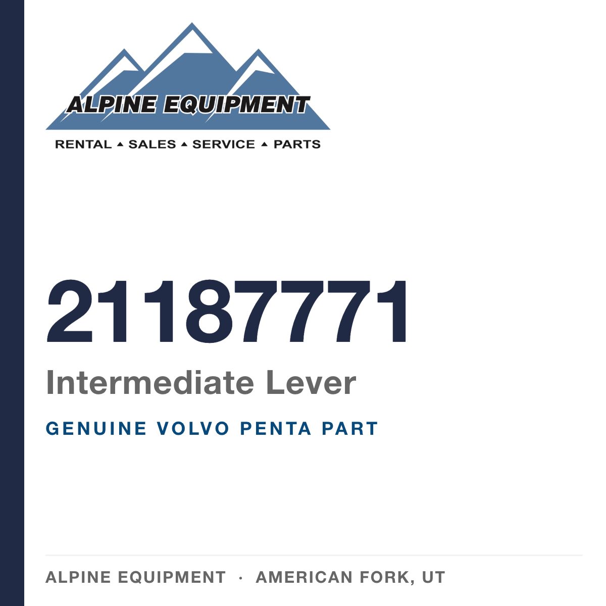 Volvo Penta 21187771 Intermediate Lever — genuine part from Alpine Equipment, American Fork UT
