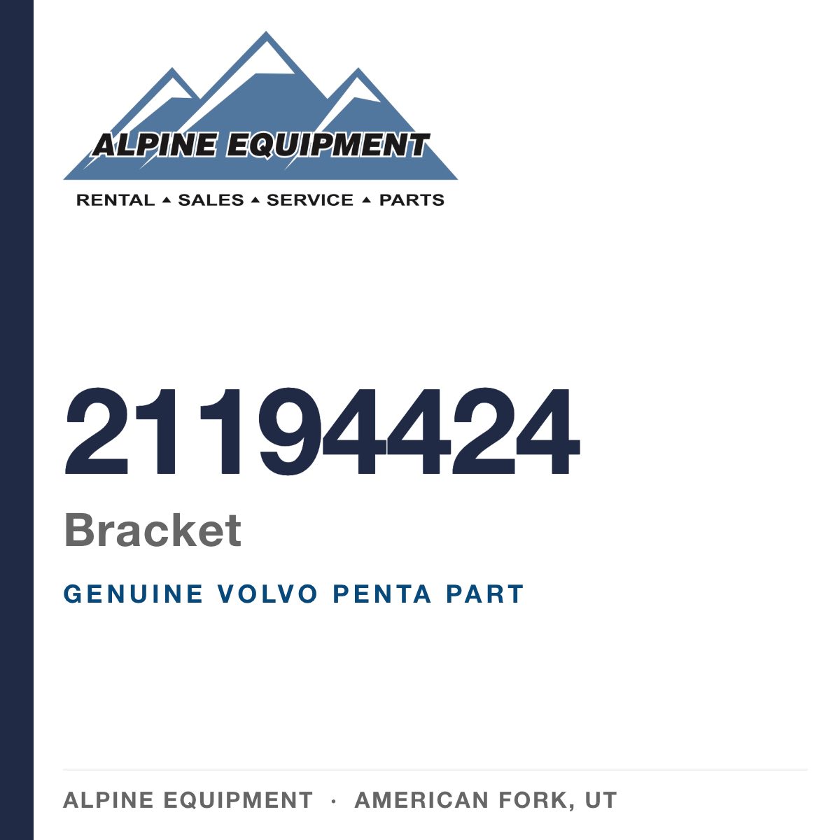Volvo Penta 21194424 Bracket — genuine part from Alpine Equipment, American Fork UT