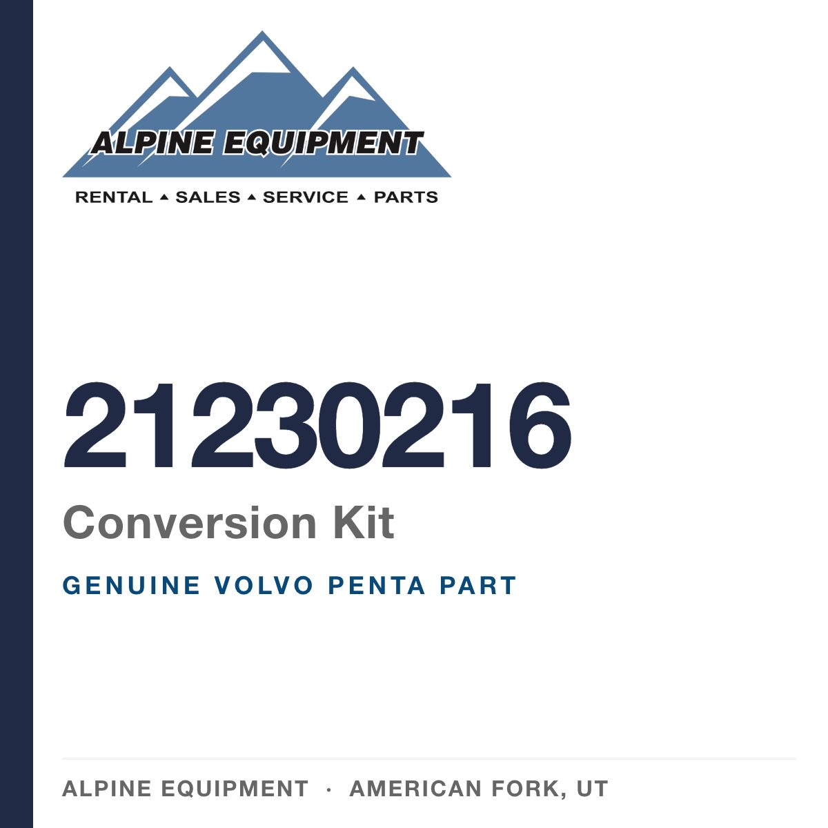 Volvo Penta 21230216 Conversion Kit — genuine part from Alpine Equipment, American Fork UT
