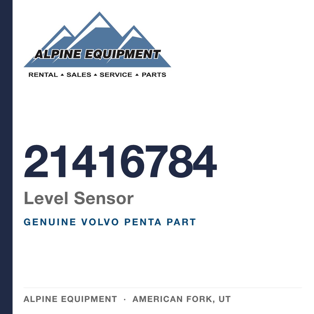 Volvo Penta 21416784 Level Sensor — genuine part from Alpine Equipment, American Fork UT