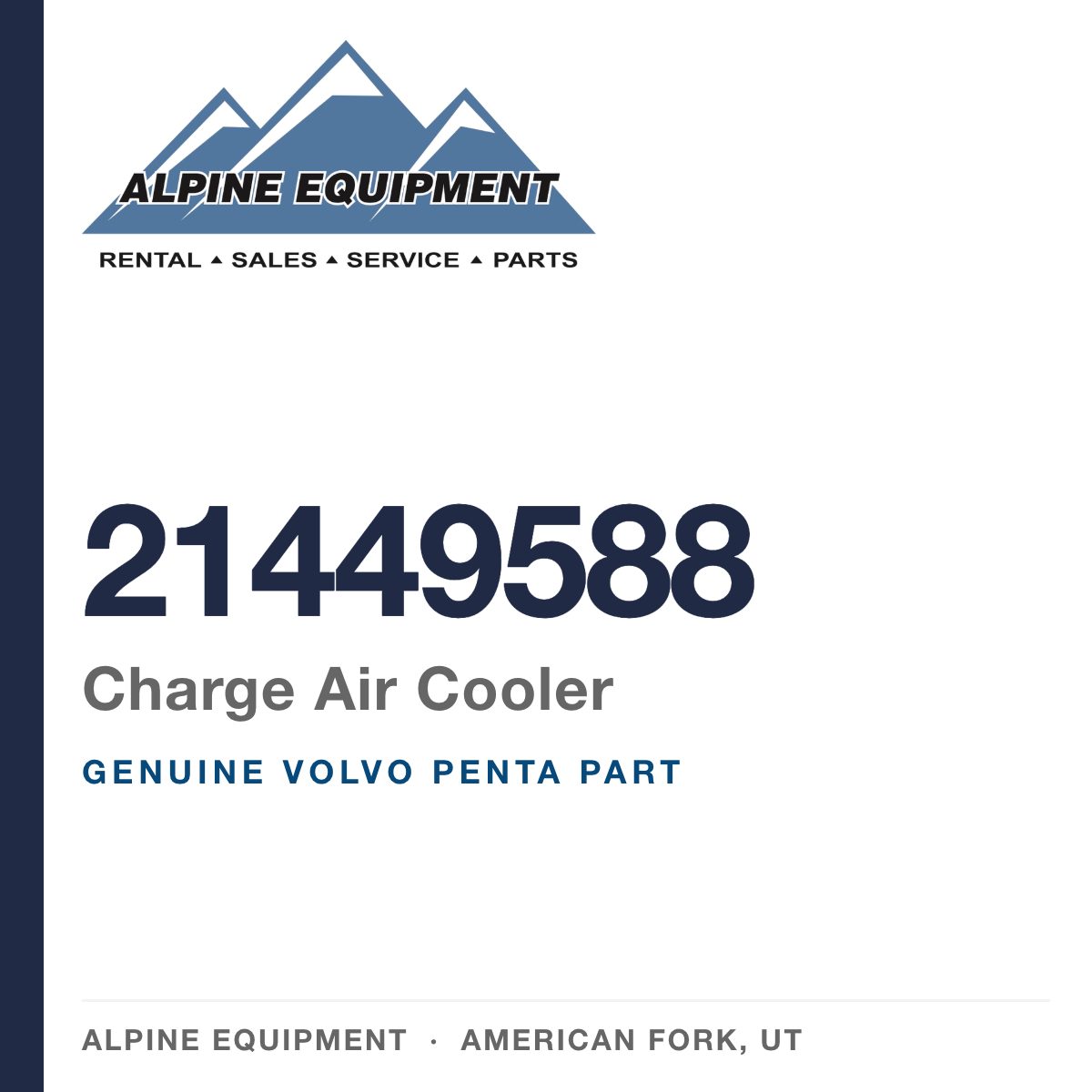 Volvo Penta 21449588 Charge Air Cooler — genuine part from Alpine Equipment, American Fork UT