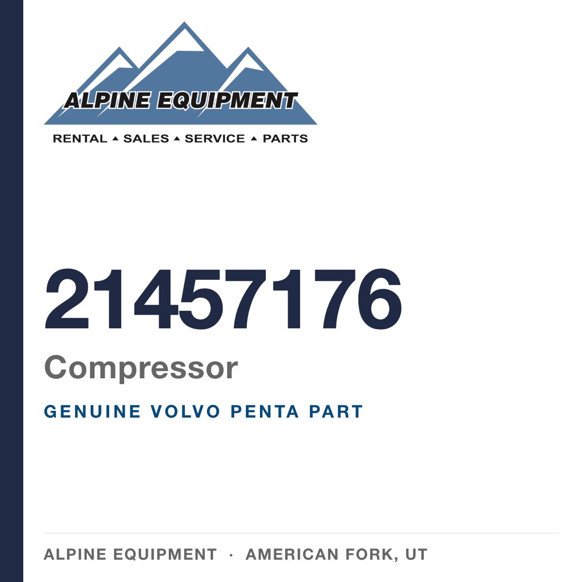 Volvo Penta 21457176 Compressor — genuine part from Alpine Equipment, American Fork UT