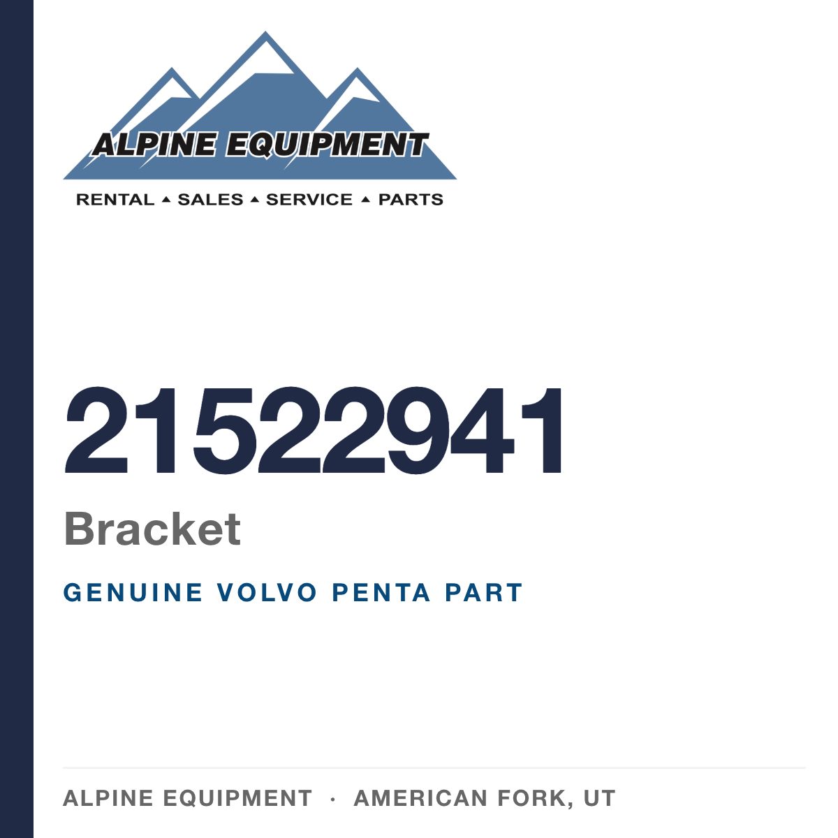 Volvo Penta 21522941 Bracket — genuine part from Alpine Equipment, American Fork UT