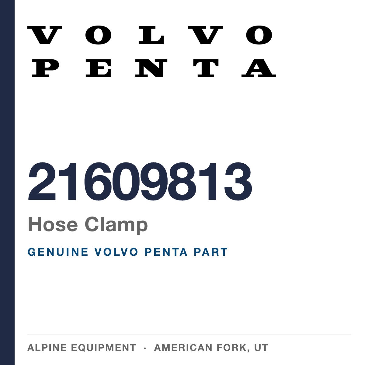 Volvo Penta 21609813 Hose Clamp — genuine part from Alpine Equipment, American Fork UT