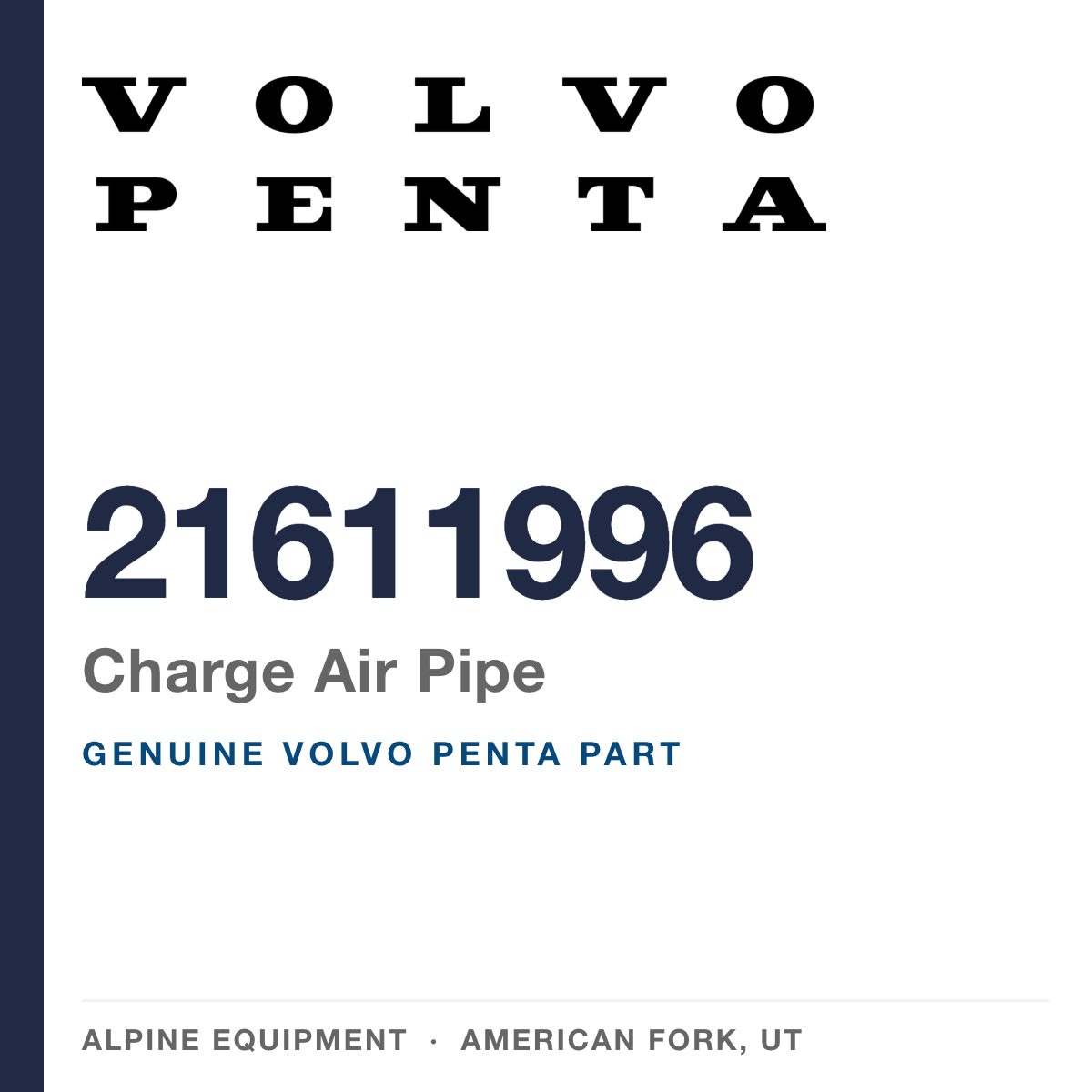 Volvo Penta 21611996 Charge Air Pipe — genuine part from Alpine Equipment, American Fork UT