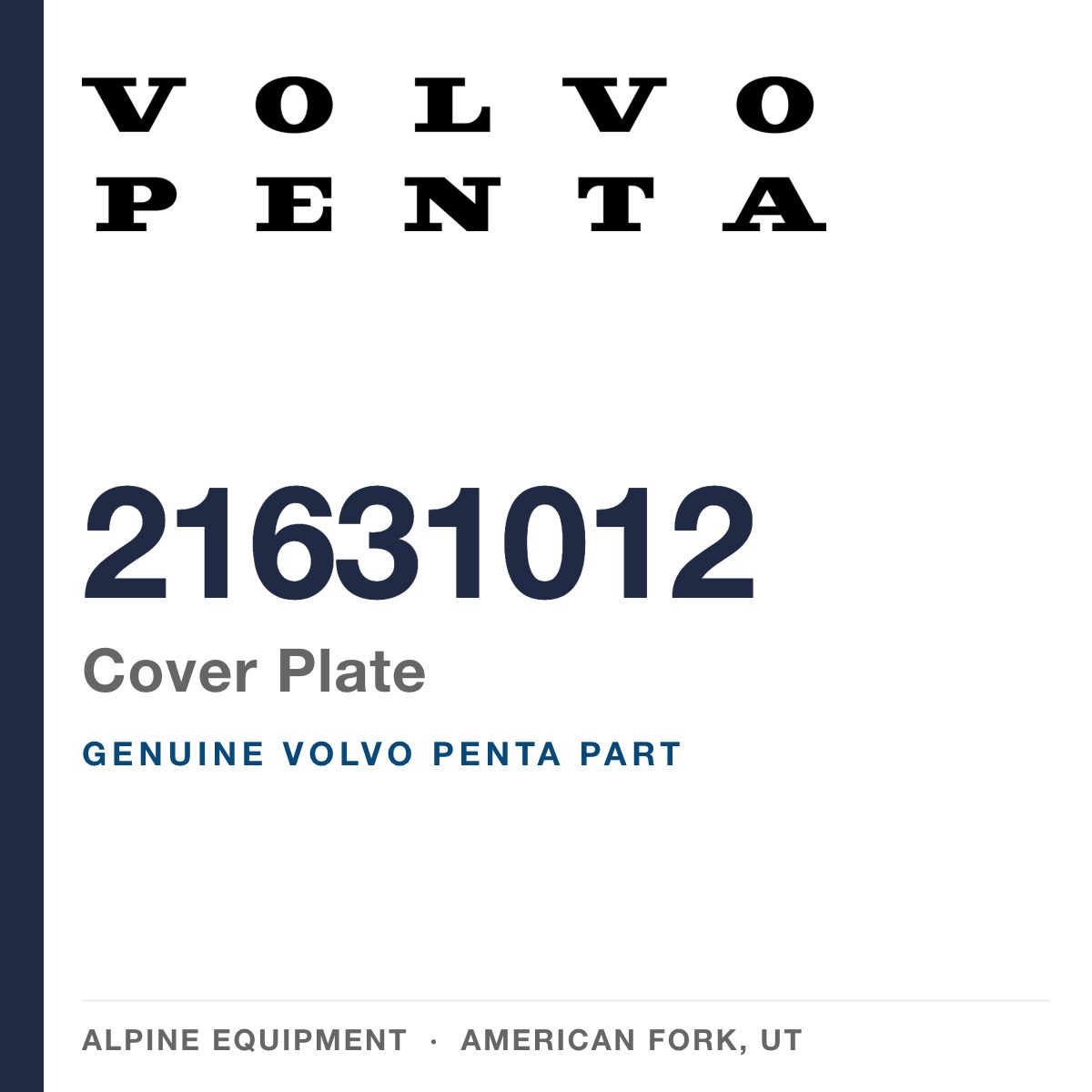 Volvo Penta 21631012 Cover Plate — genuine part from Alpine Equipment, American Fork UT