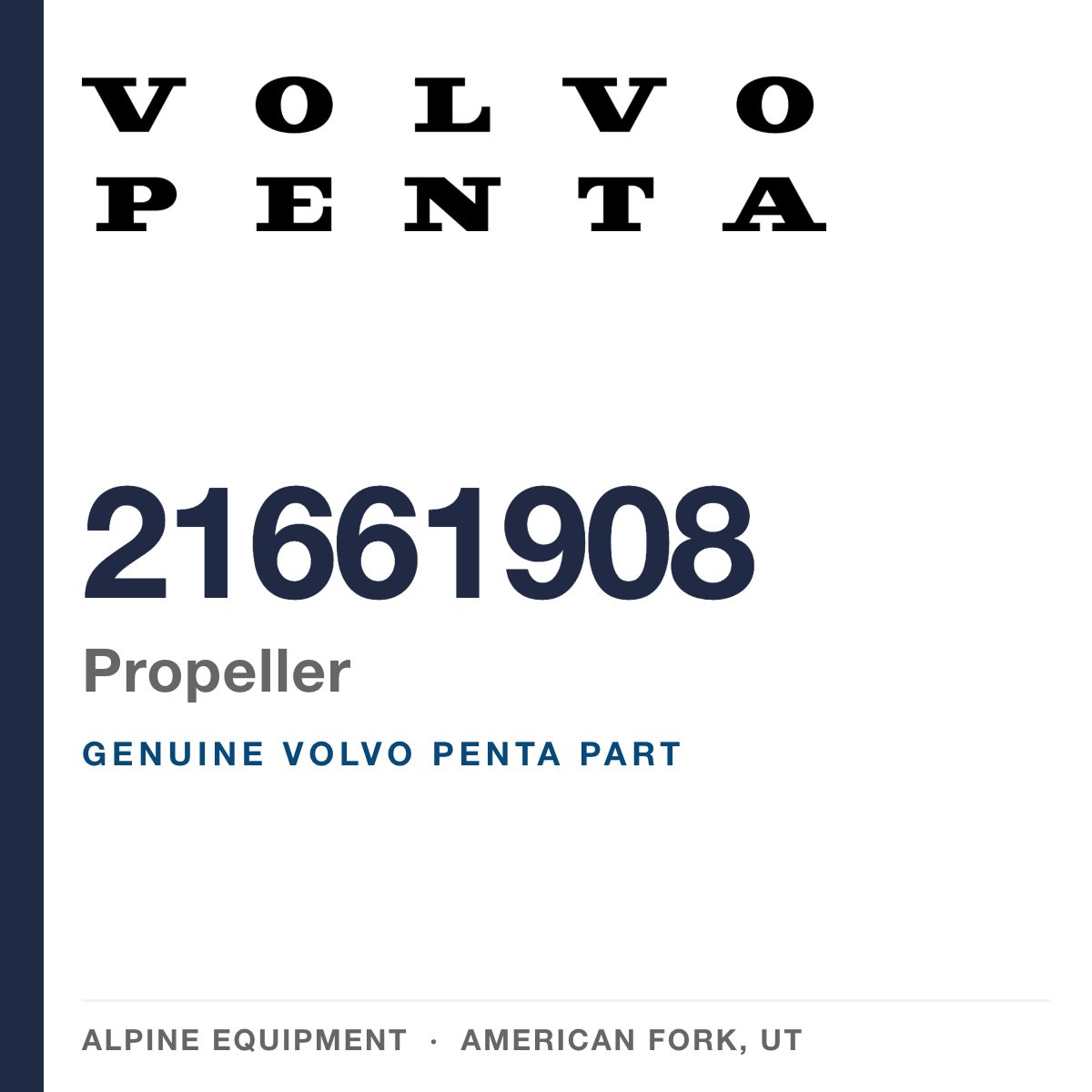 Volvo Penta 21661908 Propeller — genuine part from Alpine Equipment, American Fork UT