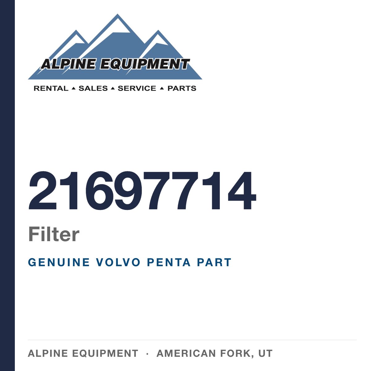 Volvo Penta 21697714 Filter — genuine part from Alpine Equipment, American Fork UT