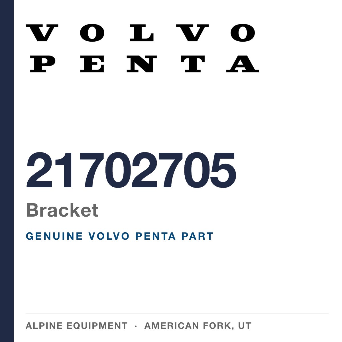 Volvo Penta 21702705 Bracket — genuine part from Alpine Equipment, American Fork UT