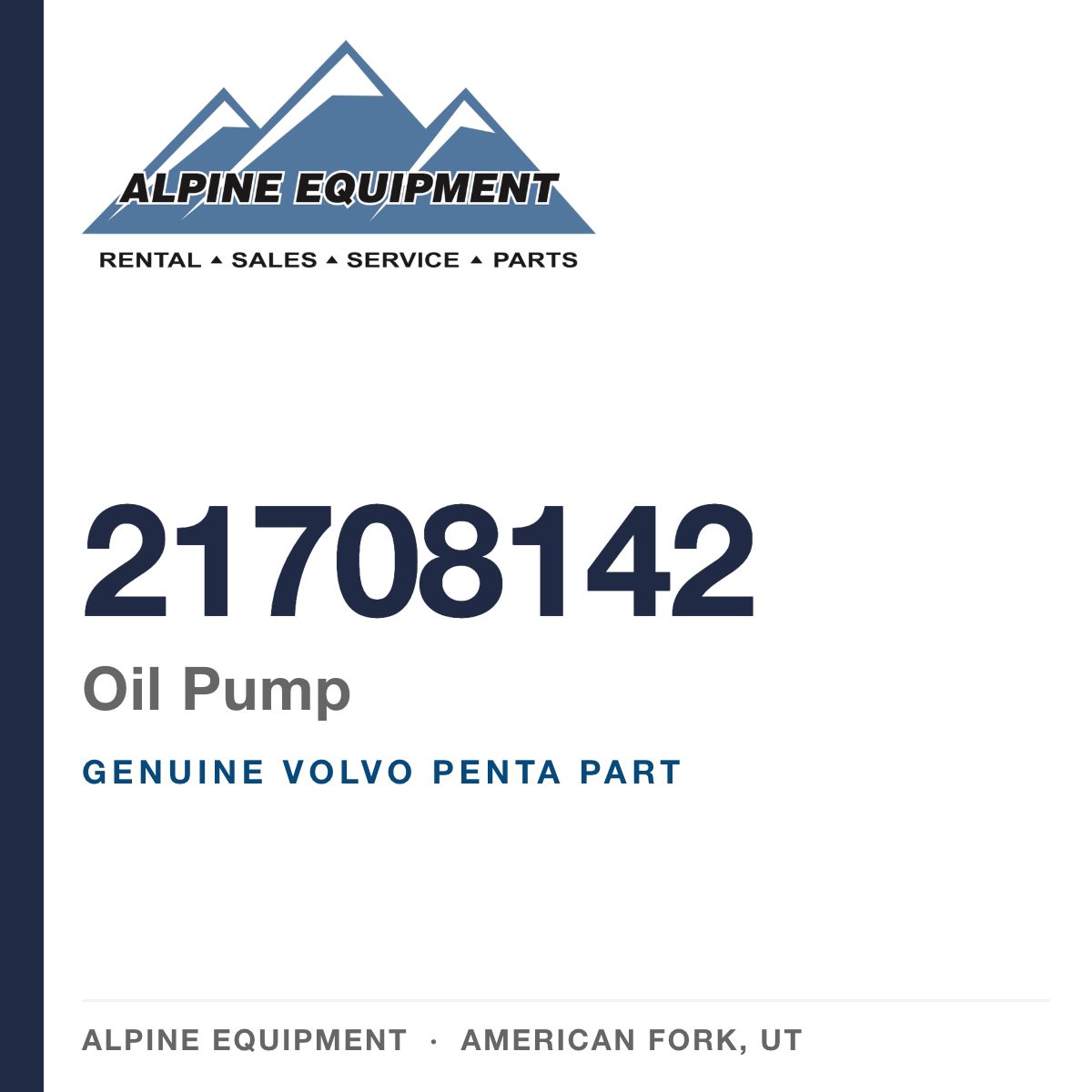 Volvo Penta 21708142 Oil Pump — genuine part from Alpine Equipment, American Fork UT