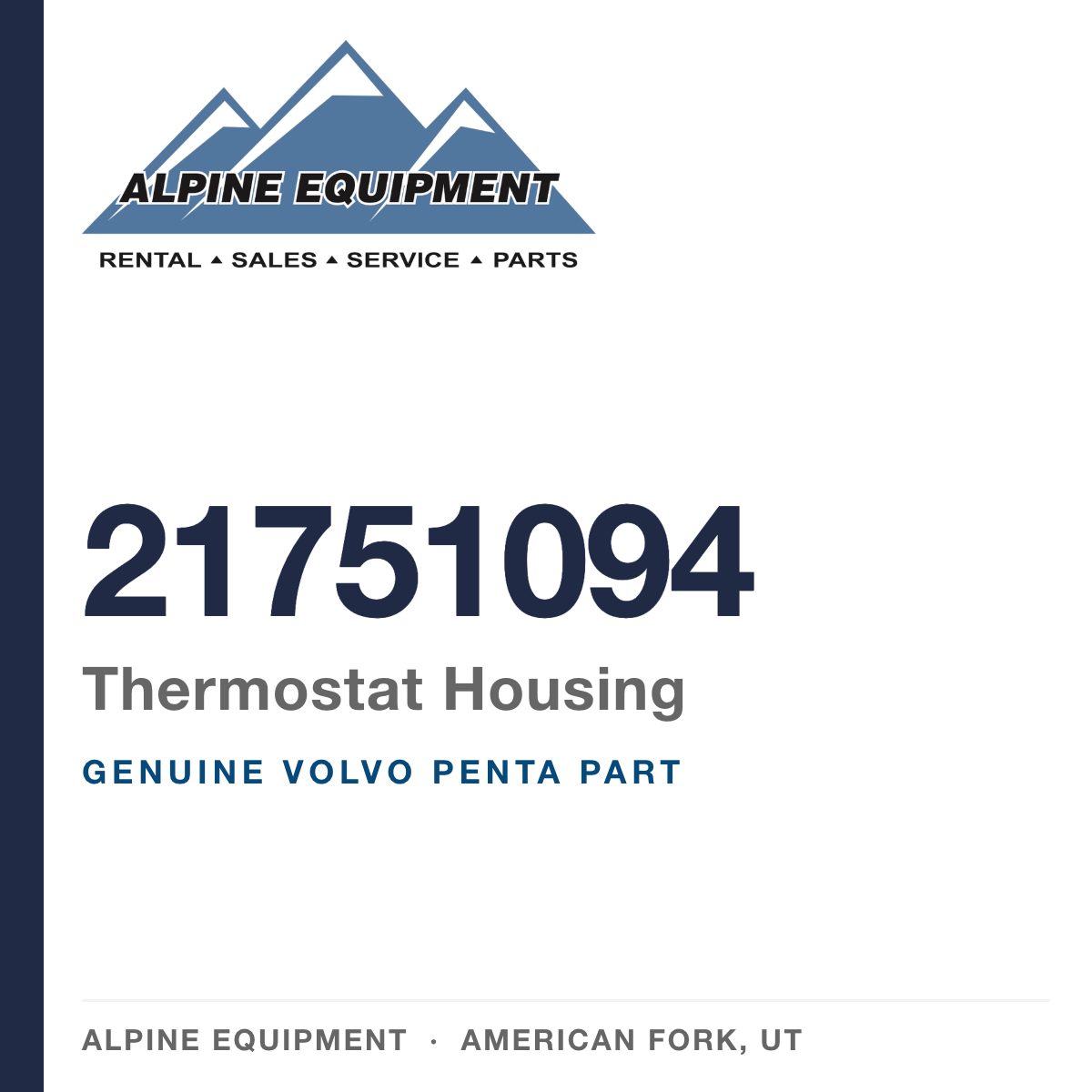 Volvo Penta 21751094 Thermostat Housing — genuine part from Alpine Equipment, American Fork UT