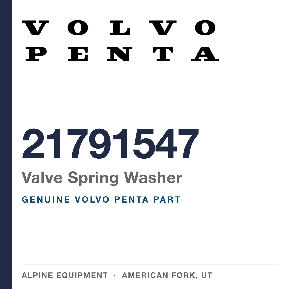 Volvo Penta 21791547 Valve Spring Washer — genuine part from Alpine Equipment, American Fork UT