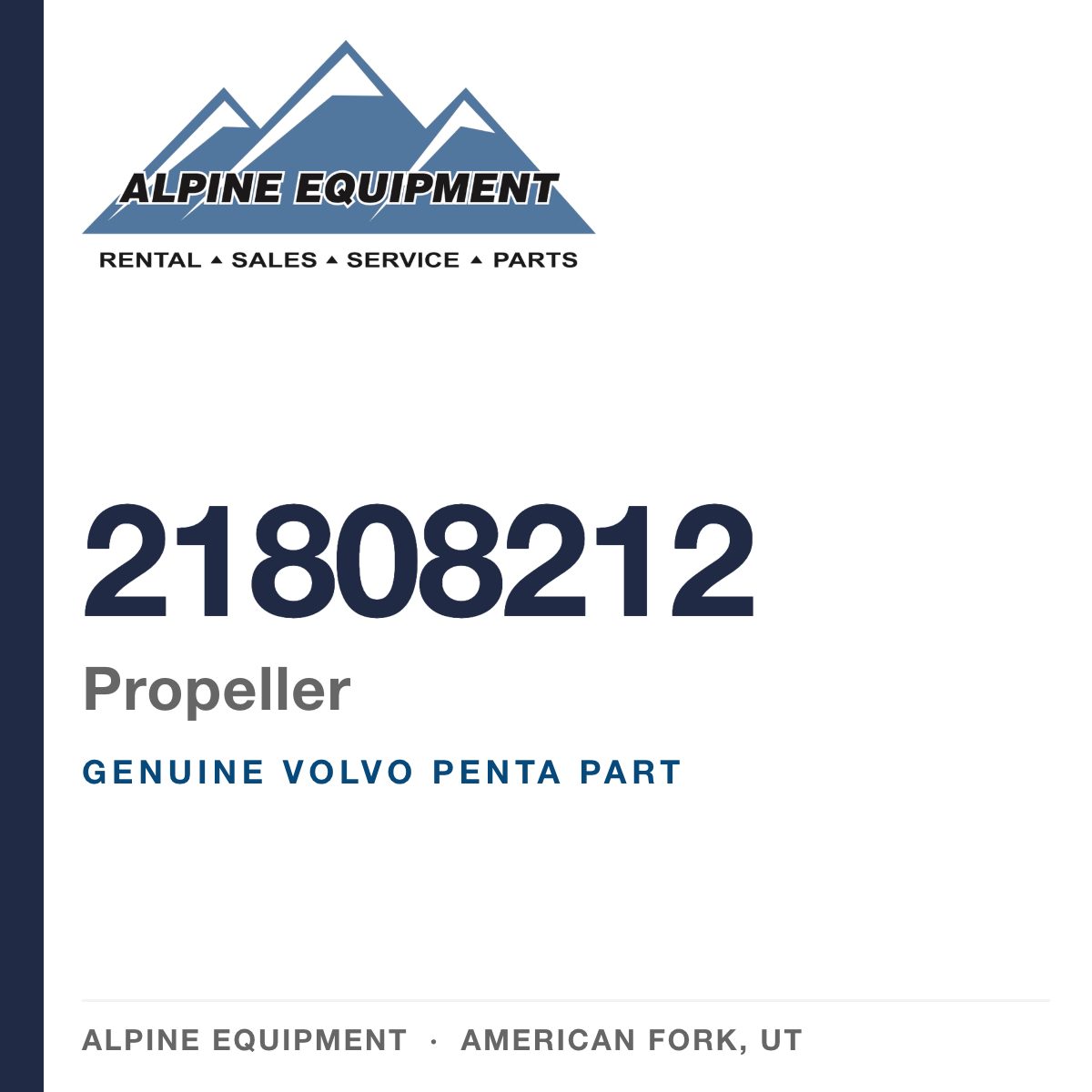 Volvo Penta 21808212 Propeller — genuine part from Alpine Equipment, American Fork UT