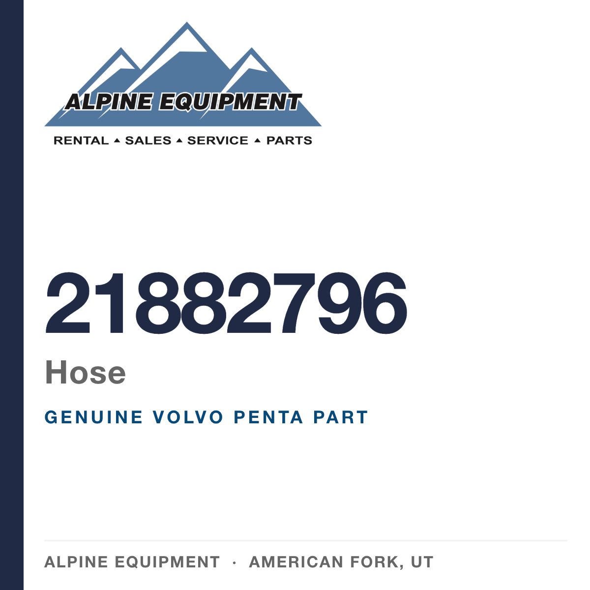 Volvo Penta 21882796 Hose — genuine part from Alpine Equipment, American Fork UT