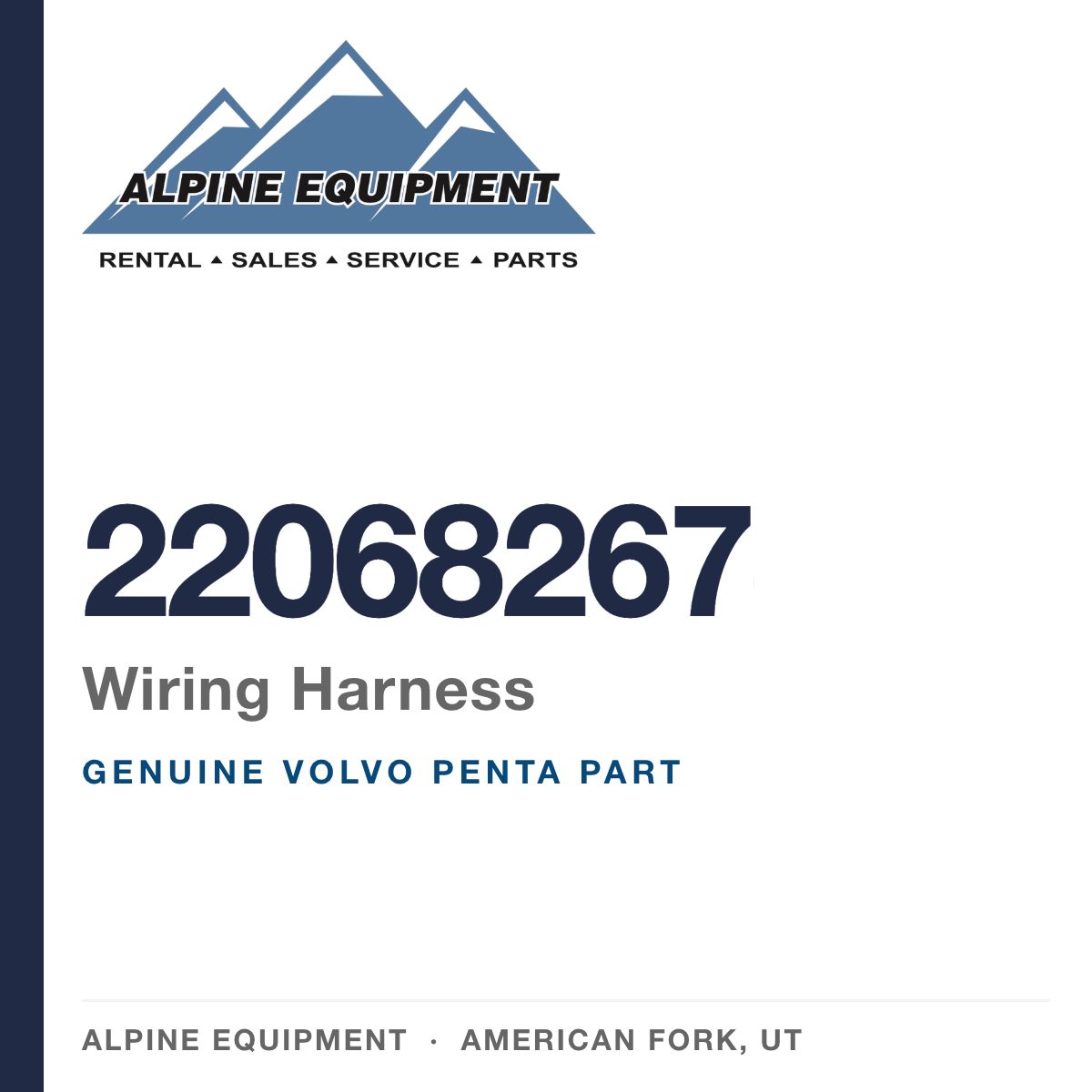 Volvo Penta 22068267 Wiring Harness — genuine part from Alpine Equipment, American Fork UT
