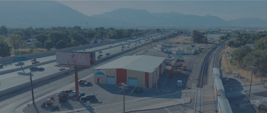 Alpine Equipment heavy equipment repair shop and yard in American Fork, Utah, seen from the air