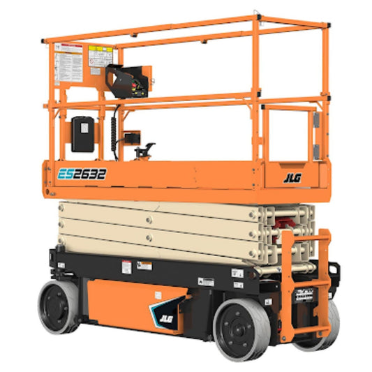 JLG ES2632 electric slab scissor lift, the class Alpine Equipment repairs and inspects across Utah