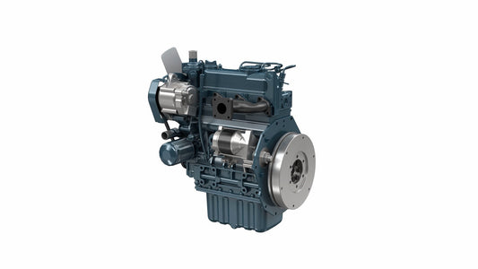 Kubota D1105-E4B three-cylinder industrial diesel engine, naturally aspirated with no aftertreatment in the exhaust