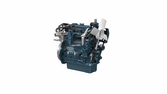 Kubota WG972 gasoline industrial engine, a 962cc three-cylinder spark-ignition engine with carburetor and spark plug leads