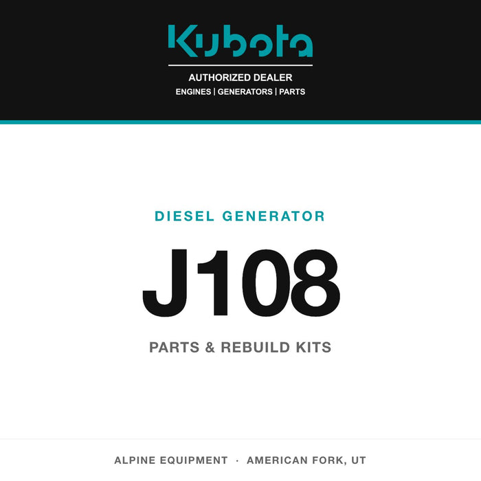 Kubota J108 diesel generator — genuine parts from Alpine Equipment Repair