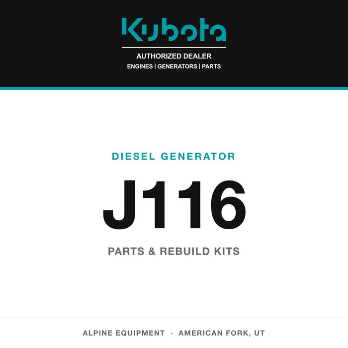 Kubota J116 diesel generator — genuine parts from Alpine Equipment Repair