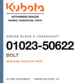 Genuine Kubota bolt, part number 01023-50622 — Alpine Equipment
