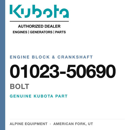 Genuine Kubota bolt, part number 01023-50690 — Alpine Equipment