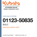 Genuine Kubota bolt, part number 01123-50835 — Alpine Equipment