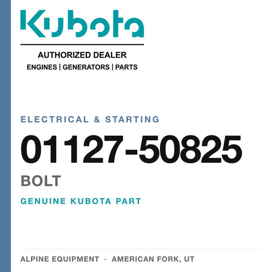 Genuine Kubota bolt, part number 01127-50825 — Alpine Equipment