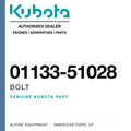 Genuine Kubota bolt, part number 01133-51028 — Alpine Equipment