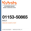 Genuine Kubota bolt, part number 01153-50865 — Alpine Equipment