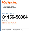 Genuine Kubota bolt, part number 01156-50804 — Alpine Equipment